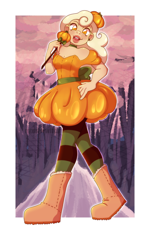 nyxalwitch: it’s october, time to draw my pumpkin spice magical girl again ☕️