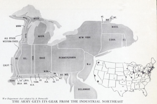 Fortune magazine 1939, WWII production output cartogram