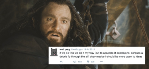 hobbitunderthemountain:Thorin + wolf pupy tweets (1/?)