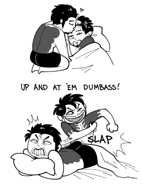 majimasleftasscheek: waking each other up in the morning &lt;3based on this
