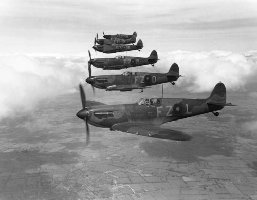 Supermarine Spitfire Mk. I fighter aircraft of 65 Squadron RAF, in prewar markings, 1939