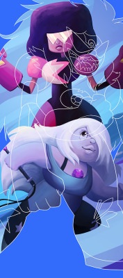 lynxgriffin:  Next for this print series…Amethyst and Garnet, together as Sugilite!