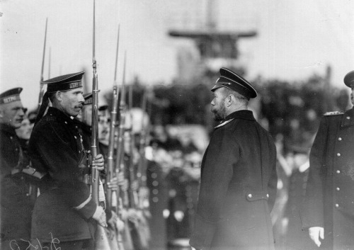 theimperialcourt: Tsar Nicholas II of Russia inspecting sailors of the Imperial Russian Navy