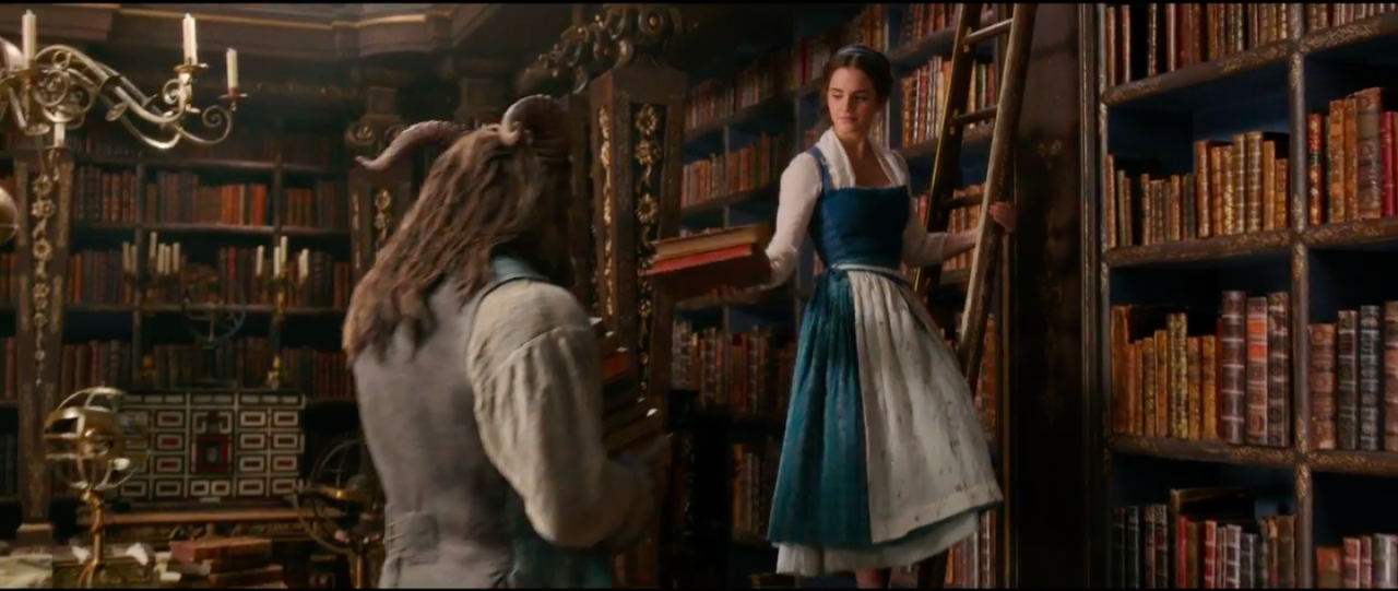 Everything Beauty and the Beast — Belle and the Beast in the Library from  Disney's...