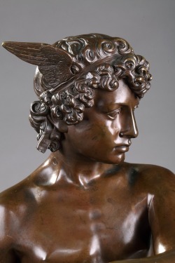 Ganymedesrocks:  Pierre Marius Montagne (1828-1879)Figural Bronze Of Seated Mercuryborn