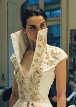 tallulahdreaming: High collared dress by Alexander McQueen for Givenchy.