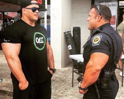 Matthew Schmidt &amp; Dallas McCarver - From the post on Schmidt&rsquo;s Instagram:Matthew Schmidt : You’re lucky I can’t reach these handcuffs on the back of my belt.Dallas McCarver They wouldn’t work anyway. I can’t even fit my hands in my pockets.