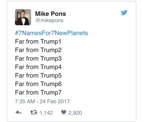 scienceshenanigans: NASA asks Twitter to name the new planets.