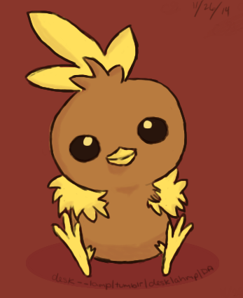 genesects:  desk—lamp:  Torchic doodle in honor of Pokemon ORAS.   Using palette