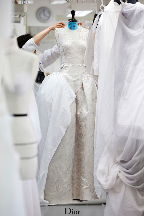 dustjacketattic:Conception of the robe a la française in the Dior couture ateliers in Paris b