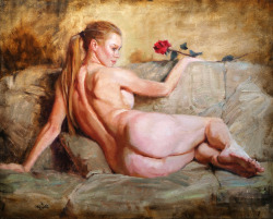 ewallisartist:  Nude With Rose 24x30 o/c, Eric Wallis 2010 