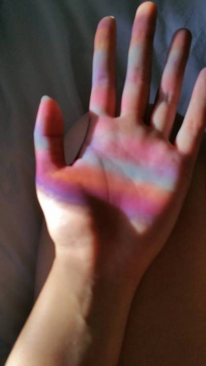 romanticmaterial:  6:04 and the sun is setting: an infinite melancholy aches through my limbs. a rainbow ray of sunlight filters in through my bedroom window & reminds me to have hope 
