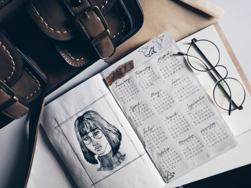 cosmos-studies:Hello everyone. This is the calendar in my bullet journal with some of my line art ne