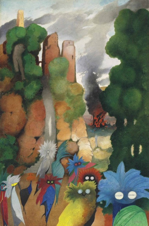thunderstruck9: Edward Burra (British, 1905-1976), The Burning House, 1959-61. Pencil, watercolour a