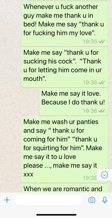 A couple of messages I sent to my hot Asian girl. Thanking her for being such a bad, naughty, hot se