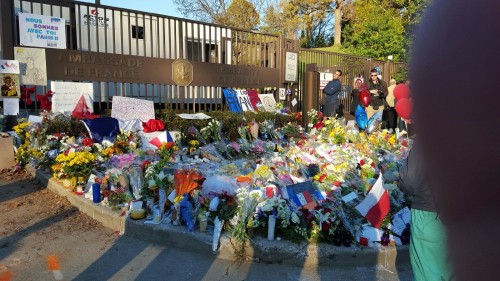 My folks went to the French Embassy in Washington D.C. today to pay their respects and took this picture