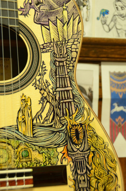 archiemcphee:An epic guitar for an epic tale. Vivian Xiao, artist, graphic designer, and illustrator