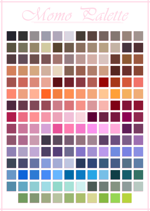 simomo-cc: Alright, you asked, here it is.The Photoshop actions include all 178 colors you see above