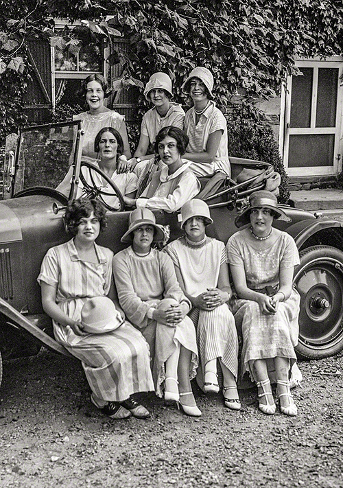 librar-y:  Washington, D.C. Rock Creek Park scenes — young women in automobile,