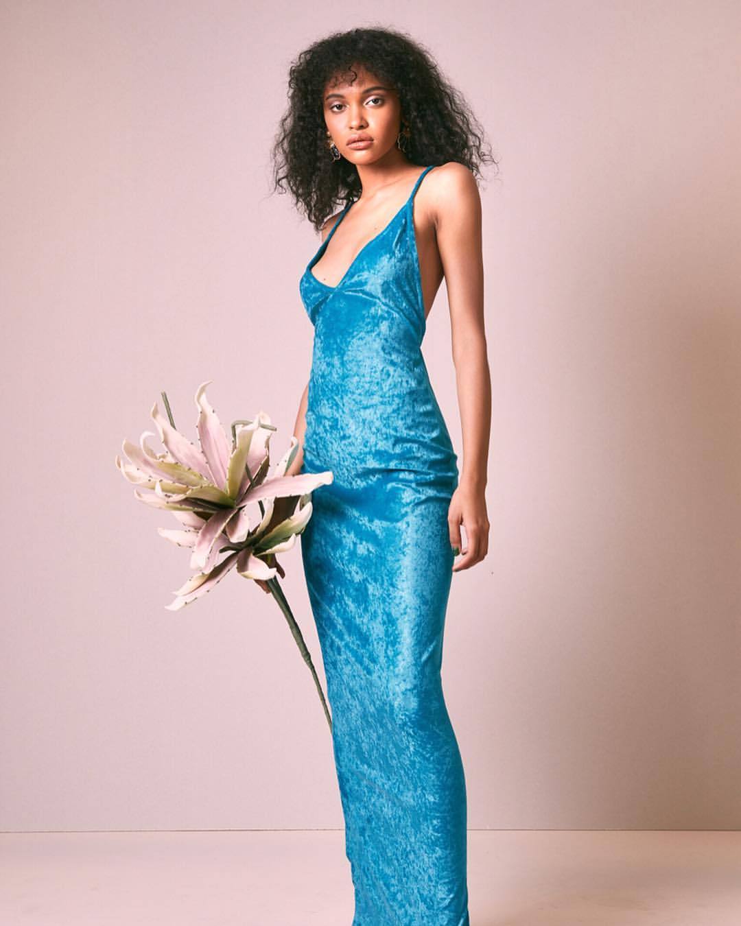 Yong Davalos - Our Staple Slip Dress in Vibrant turquoise Velour...