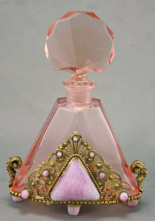 fawnvelveteen:1930’s Czech Art Deco Jeweled Perfume Bottle