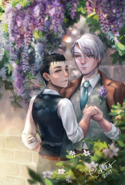 celtis-art:My piece for the Victuuri fanzine a few months back! I realized I never posted it x__x