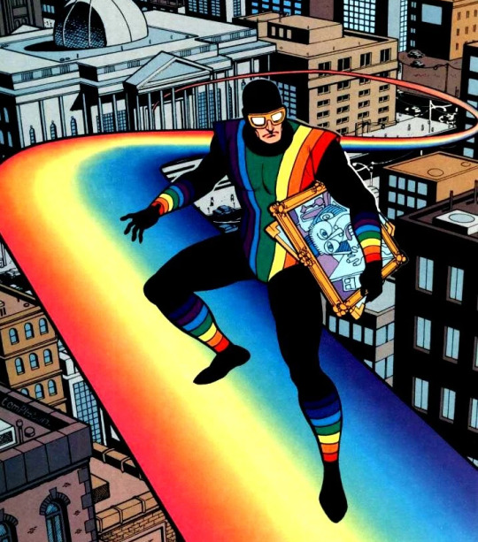 halbarry:  if i was a dc villain i would be rainbow raider just sliding out of crime scenes and into villain meetings in all of my gay glory 
