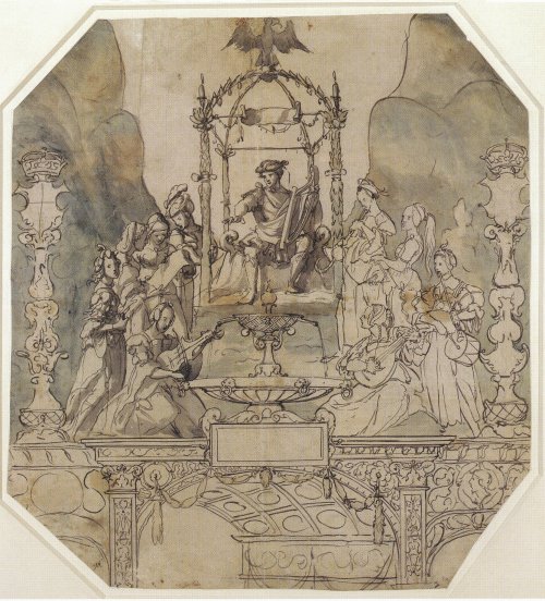 Hans Holbein&rsquo;s design for a street tableau for the coronation eve procession of Anne Boleyn on