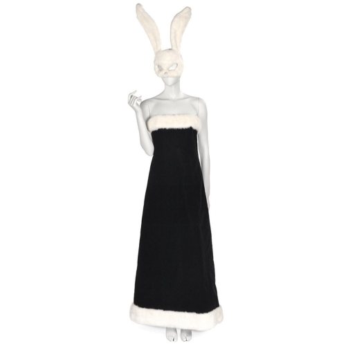 Halston | c. 1966 —— Halston created this velvet, mink trimmed gown for the 20 year old 