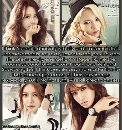 snsdconfessions:  I think Yoona’s dancing is really underappreciated. Her movements are really smooth and precise and she seems really energetic on stage. To me she seems second to Hyoyeon. I really love Yuri and Sooyoung but i think people pay more