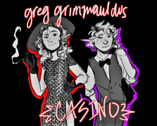 zonerloners:sqqquid:dressed to the nines[ID: greyscale illustrations of Lup and Taako on a black bac