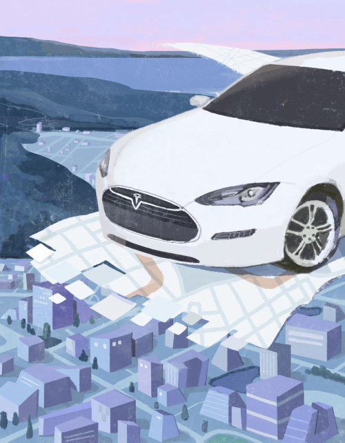 Editorial illustrations done for Wissen Magazine. The article’s about driverless cars. 
