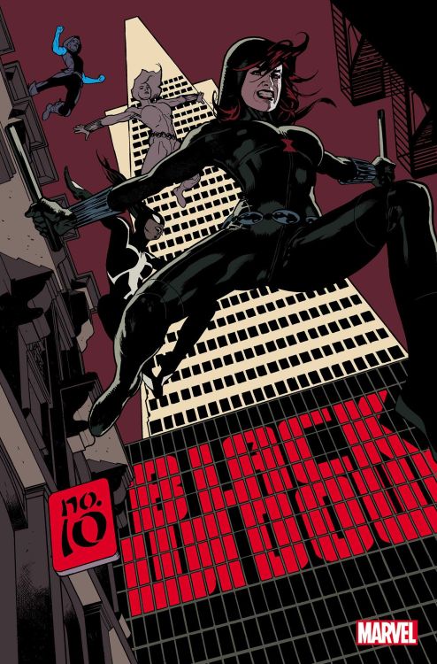 Marvel comics for August 2021: this is the cover for Black Widow #10, drawn by Adam Hughes.