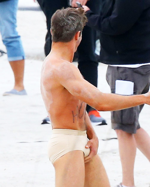 famousmeat:  Zac Efron shows ass in underwear, bends over &amp; fondles bulge