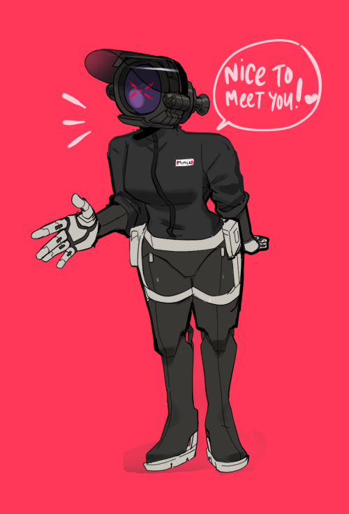 I made a robot girl with a scope for a head :] her name is Scout!
