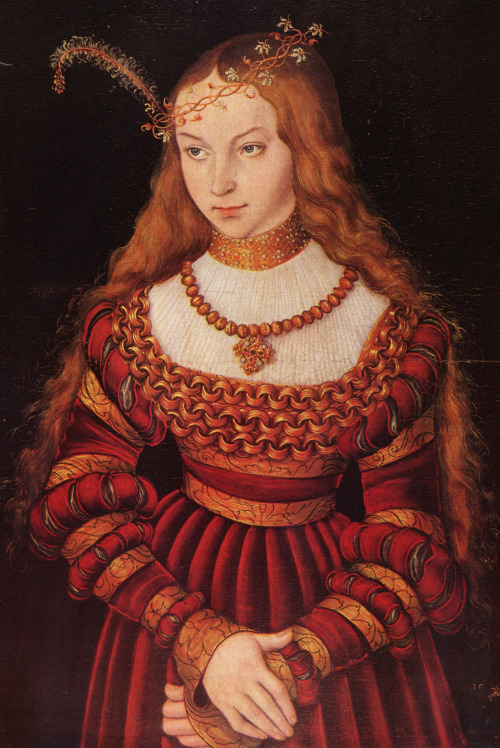 jaded-mandarin:  Lucas Cranach. Portrait of Princess Sybille of Cleves, Wife of Johann Friedrich the