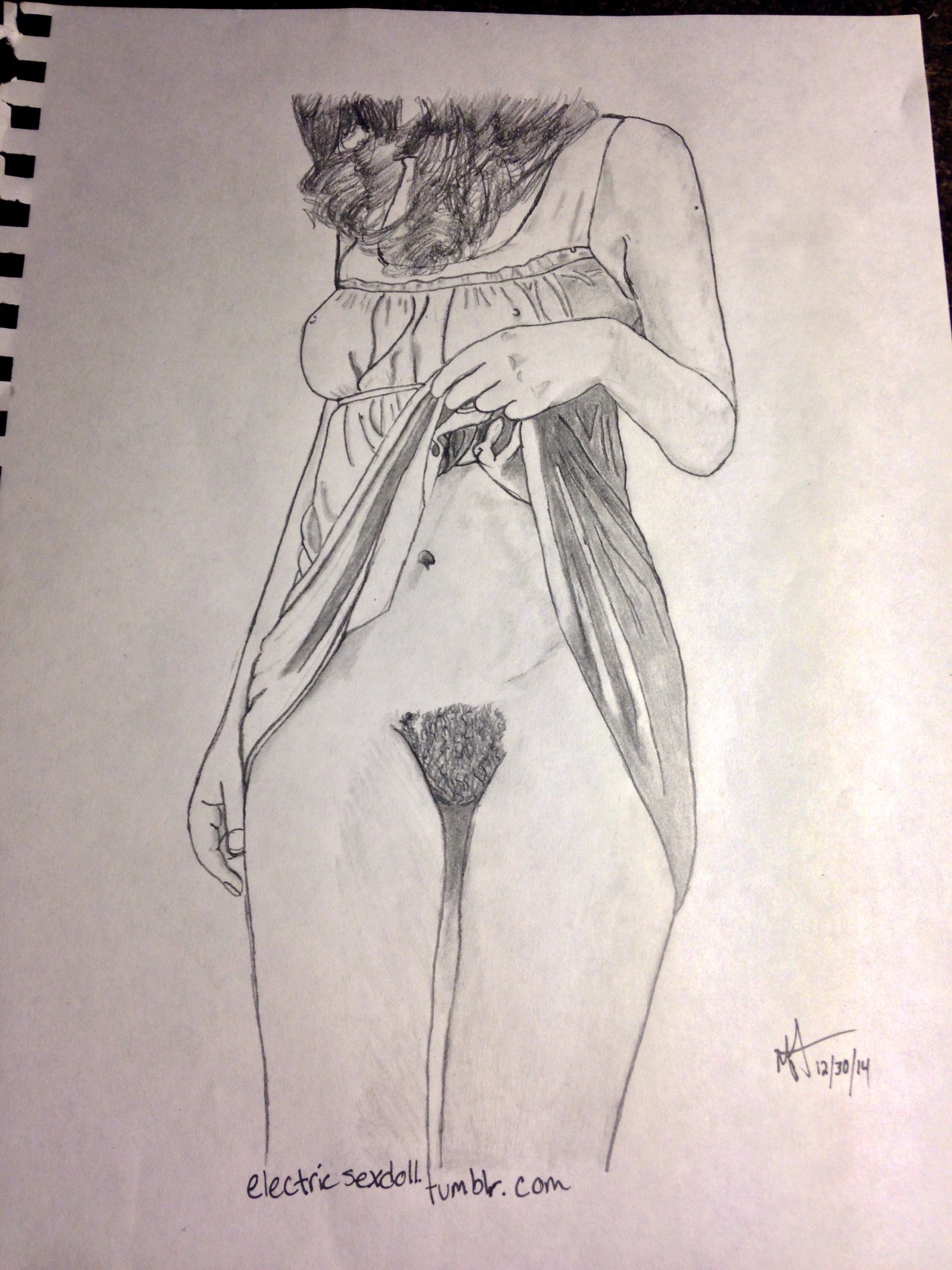 iamdocbrown:  My drawing of one of electricsexdoll&rsquo;s self portraits. 