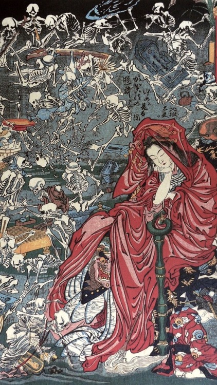 Most avant-garde and one of the last traditional Japanese woodblock artists, Kawanabe Kyōsai (河鍋暁斎, 