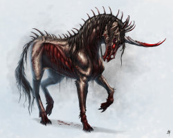 mychestpainwantsacigarette:  demented unicorn by rpowell77  