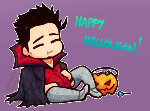 Happy Halloween!//Small drawing sadly but hope ya’ll enjoy the spooky month! Kiryu enjoying some can