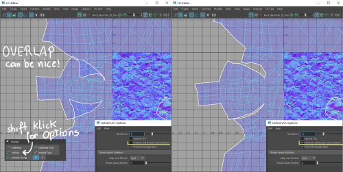  Tiny random Maya tip: If you unfold UVs using a tileable texture, you might want to allow UV overla