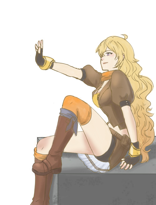 empressmiyu: Messy sketch again, this time is Yang Xiao Long from RWBY I love her long hair! 