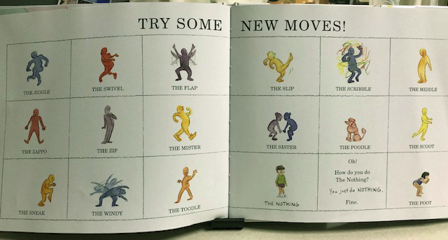 the Try Some New Moves pages show examples of many different dance moves with illustrations