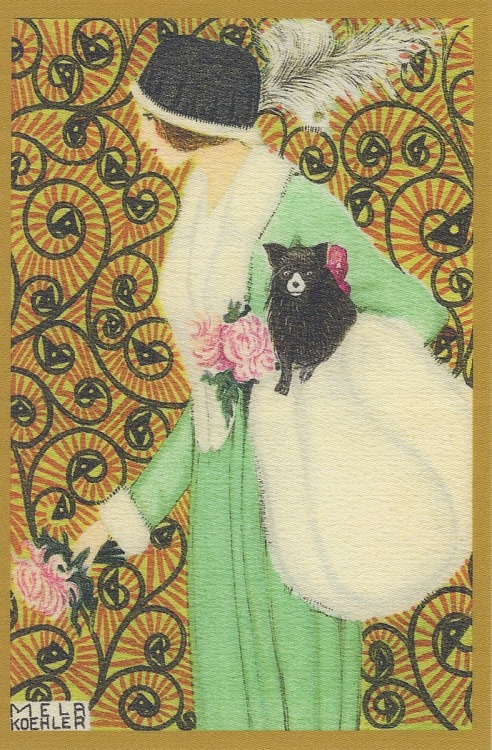 intothebeautifulnew:Mela Koehler postcard, from the Wiener Werkstatte (Vienna Workshop), date f
