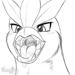 nummynomz:  aegwinn:  nummynomz:  As promised, been trying my best to work on sketches! Will post a few I’ve been working on on and off.This one is for Amaterasu1 of a nice articuno mawshot (beakshot?)!  i could use his in teh future for an eventual