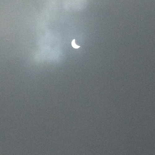 Today in Wiesbaden Germany solar  eclipse, 75 percent, homemade picture…10:30 am