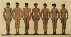 Nude-Body:  Sascha Schneider, “Gymnasion,” Ca. 1912 - Colored Art Print (Breitkopf