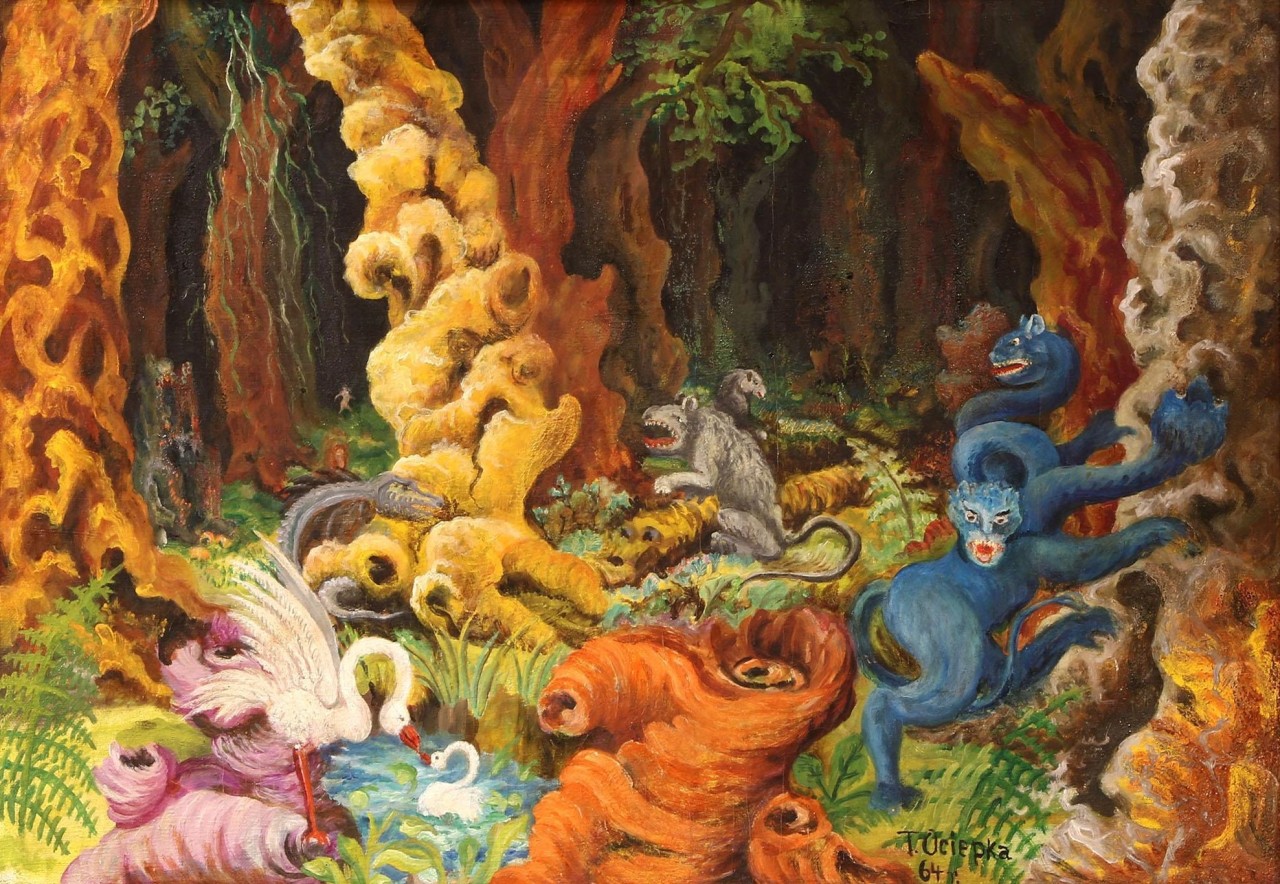 Teofil Ociepka (1891-1978) — Tree Trunks [oil on canvas, 1964]