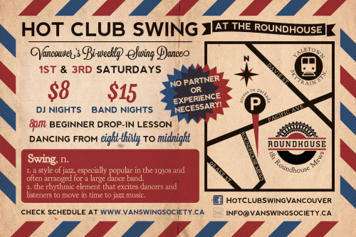 Handbills I designed for the nice folks over at Hot Club Swing. They turned out pretty! :3 I love me
