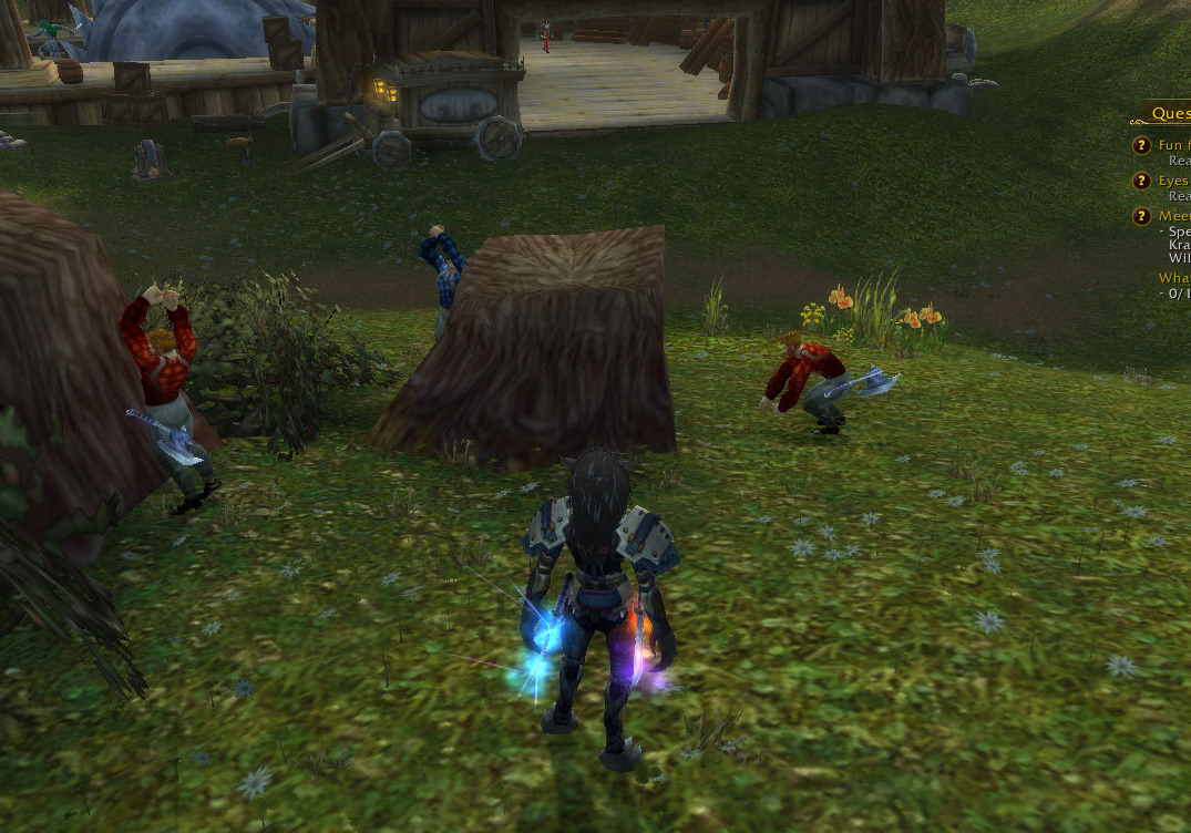 What is this, a dress rehearsal for doing actual work? Using your axes might help,